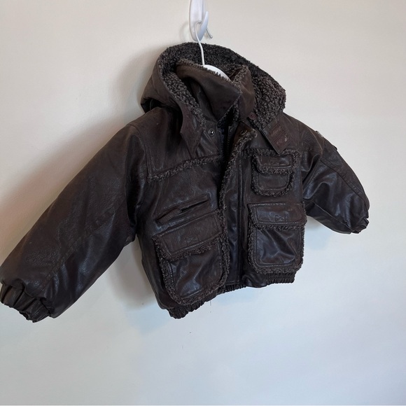 Big Chill Other - Big Chill Brown Faux leather Bomber Jacket Sherpa Lined Boys 18 Months Pilot